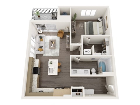 Floor plan for 1 bed, 1 bath, 812 sqft